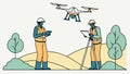 Land Surveyors and Drone, Modern Mapping and Development, vector design Generative AI Royalty Free Stock Photo
