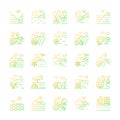 Land types gradient linear vector icons set