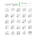 Land types linear icons set