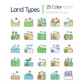 Land types RGB color icons set