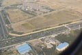 Land view from airplane seat Royalty Free Stock Photo