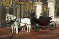 Landau carriage by the Canada Gate, Hyde Park,London. Royalty Free Stock Photo