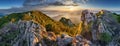 Landcape of mountain at sunset panorama from peak Velky Choc, Slovakia Royalty Free Stock Photo