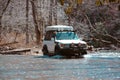 Landcruiser off-roading on a river