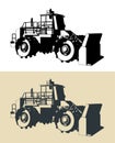 Landfill compactor stylized illustrations Royalty Free Stock Photo