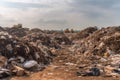 landfill with rows of sorted and separated trash, ready for recycling