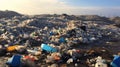 Landfill site overflowing with garbage