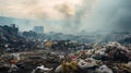 Landfill site overflowing with garbage