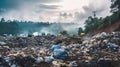 Landfill site overflowing with garbage