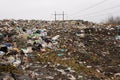 Landfill in Ukraine, piles of plastic dumped in . The roads along inorganic waste jumble