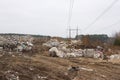 Landfill in Ukraine, piles of plastic dumped in . The roads along inorganic waste jumble