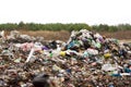 Landfill in Ukraine, piles of plastic dumped in . The roads along inorganic waste jumble