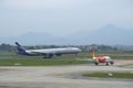 Landing of Boeing 777-3M0 (VP-BGC) Aeroflot at the airport Noi Bai. Hanoi, Vietnam