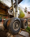 Landing Gear of Aircraft at Airplane Graveyard or Cemetery. Old Plane Being Recycling