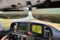 Landing glass cockpit equipped Cirrus aircraft - instructor\'s view