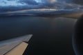 Landing in Hobart in cloudy weather Royalty Free Stock Photo