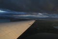 Landing in Hobart in dark cloudy weather Royalty Free Stock Photo