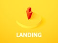 Landing isometric icon, on color background