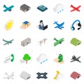 Landing icons set, isometric style Royalty Free Stock Photo