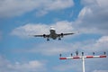 Landing on the north-western runway of the Frankfurt airport Royalty Free Stock Photo