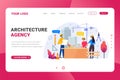 Landing page template architecture agency vector illustration Royalty Free Stock Photo