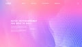 Landing page abstract design with particle tunnel. Colorful template for website or app.