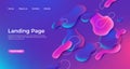 Landing page abstract template. Fluid website 3D bubble shapes background. Abstract gradient shape design, modern Royalty Free Stock Photo