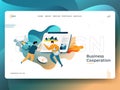 Landing Page Business Cooperation vector illustration modern concept, can use for Headers of web pages, templates, UI, web, mobile