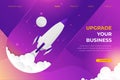 Landing page business upgrade with spaceship in space