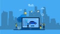 Landing page buying and selling cars online with Tiny People Character Concept Vector Illustration