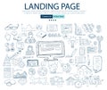 Landing Page concept with Business Doodle design style: company Royalty Free Stock Photo