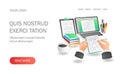 Landing page concept flat isometric illustration. creative concept design in notebook and computer