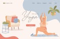 Landing page concept for online yoga classes. vector