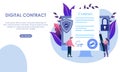 Landing page contract digital internet blue solid illustration Royalty Free Stock Photo