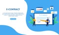 Landing page contract digital internet blue solid illustration Royalty Free Stock Photo