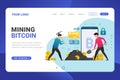 Landing page template Mining bitcoin design concept