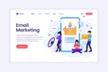 Landing page design concept of Email marketing services, Advertising Campaign, Digital Promotion on mobile phone. vector Royalty Free Stock Photo