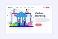 Landing page design concept of Online banking, Online financial investment with characters. vector