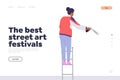 Landing page design template advertising best street art festival conceptual entertainment event