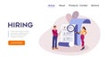 Landing page design template with cartoon characters from recruitment company hiring candidates Royalty Free Stock Photo