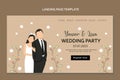 Landing page design template for wedding invitation with cute couple. Vector illustration. Royalty Free Stock Photo