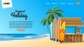 Landing page design with tropical beach bar situation