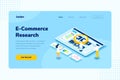 Landing Page E-Commerce Research Online Shopping Isometric Vector Illustration, Suitable for Web Banners, Infographics, Book, Royalty Free Stock Photo