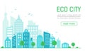 Landing page ecological green city. Panorama green city