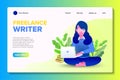 Landing Page Website Template Freelance Writer Vector Illustration