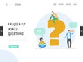 Landing page of Frequently asked questions concept. Question answer metaphor. Flat cartoon character people graphic design Royalty Free Stock Photo