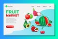 Landing Page Website Template Realistic Vector Fruits Market
