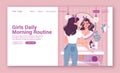 Girls daily morning routine for web site template.