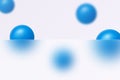 Landing page Glass morphism with rectangular border frame. Vector illustration with blurry floating spheres in blue