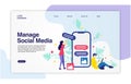 Landing page template of Manage social media.